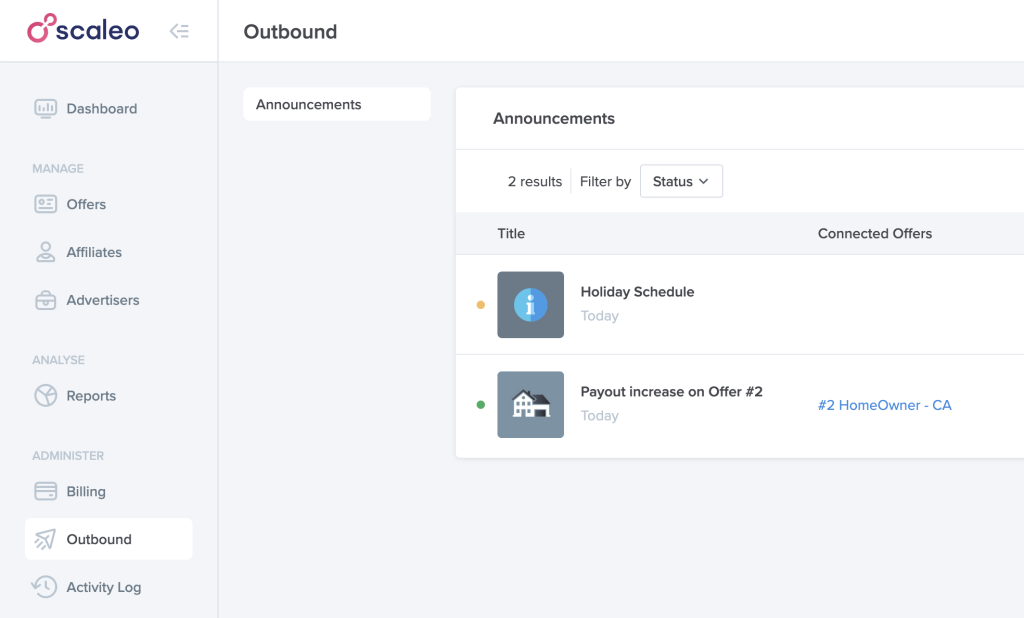 Scaleo's October Update - New Affiliates Dashboard And More! - scaleo affiliate marketing software