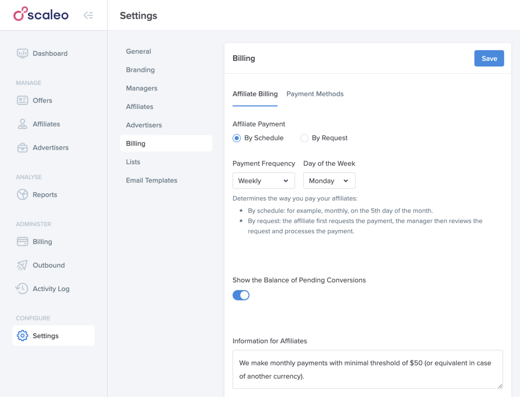 Scaleo's October Update - New Affiliates Dashboard And More! - scaleo affiliate marketing software