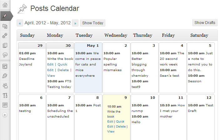 Editorial Calendar is a plugin for post scheduling that is useful for strategic blogging.