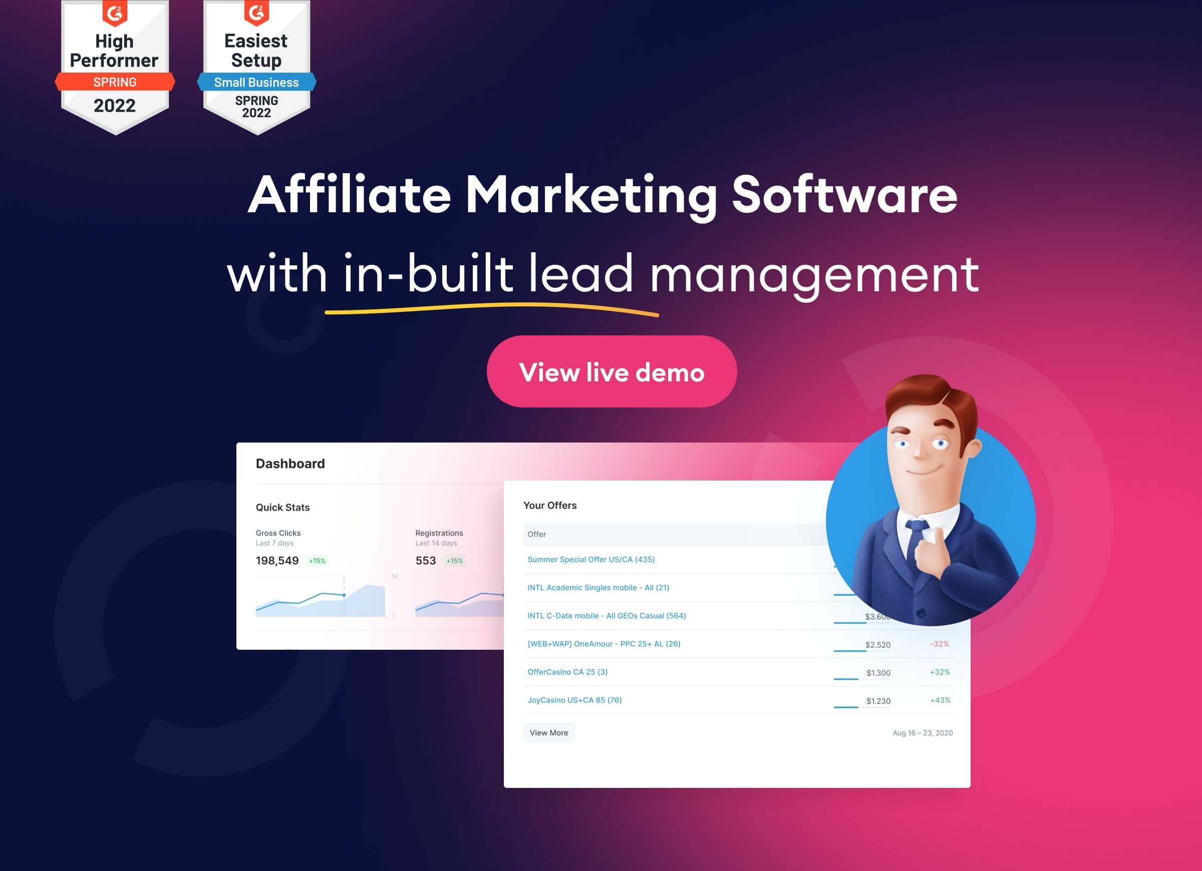 lead management in built affiliate marketing software