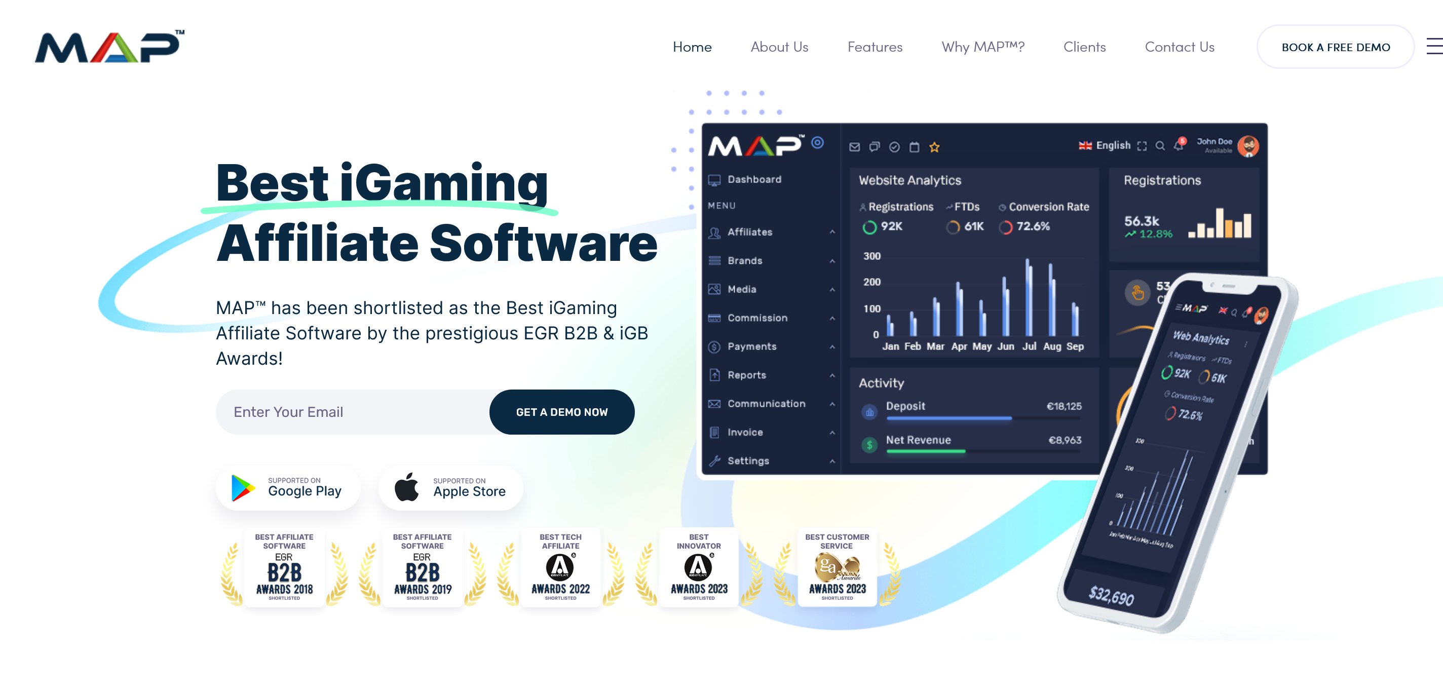 MAP by MediaCLE is another software module developed for iGaming industry and can help gambling, casino, poker and betting websites to get tap affiliate marketing. 