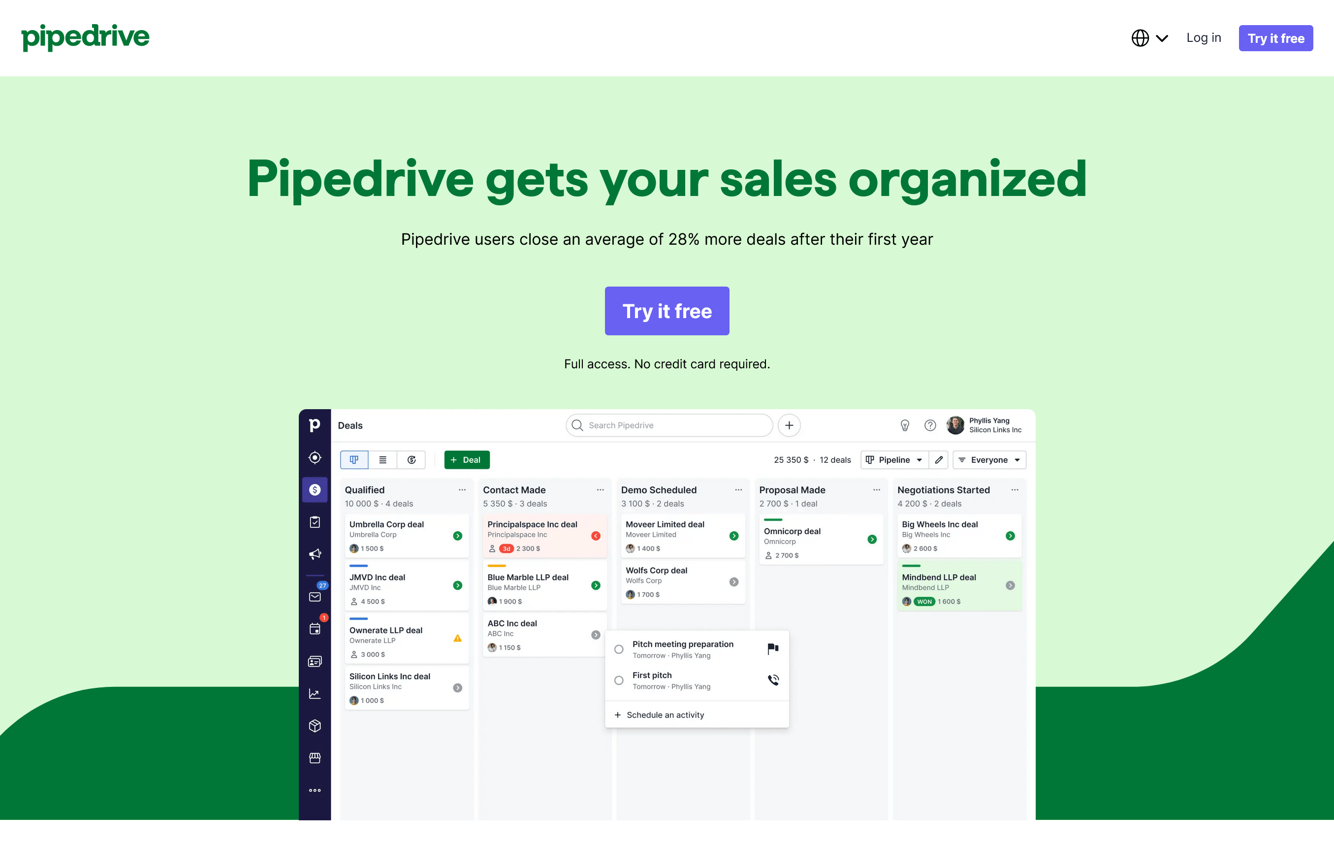 Pipedrive is a sales-focused CRM for businesses