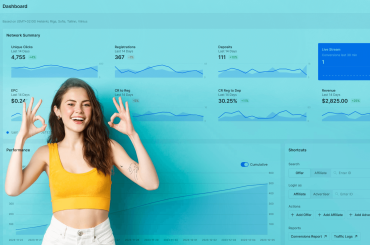 scaleo screenshot igaming affiliate marketing woman interface