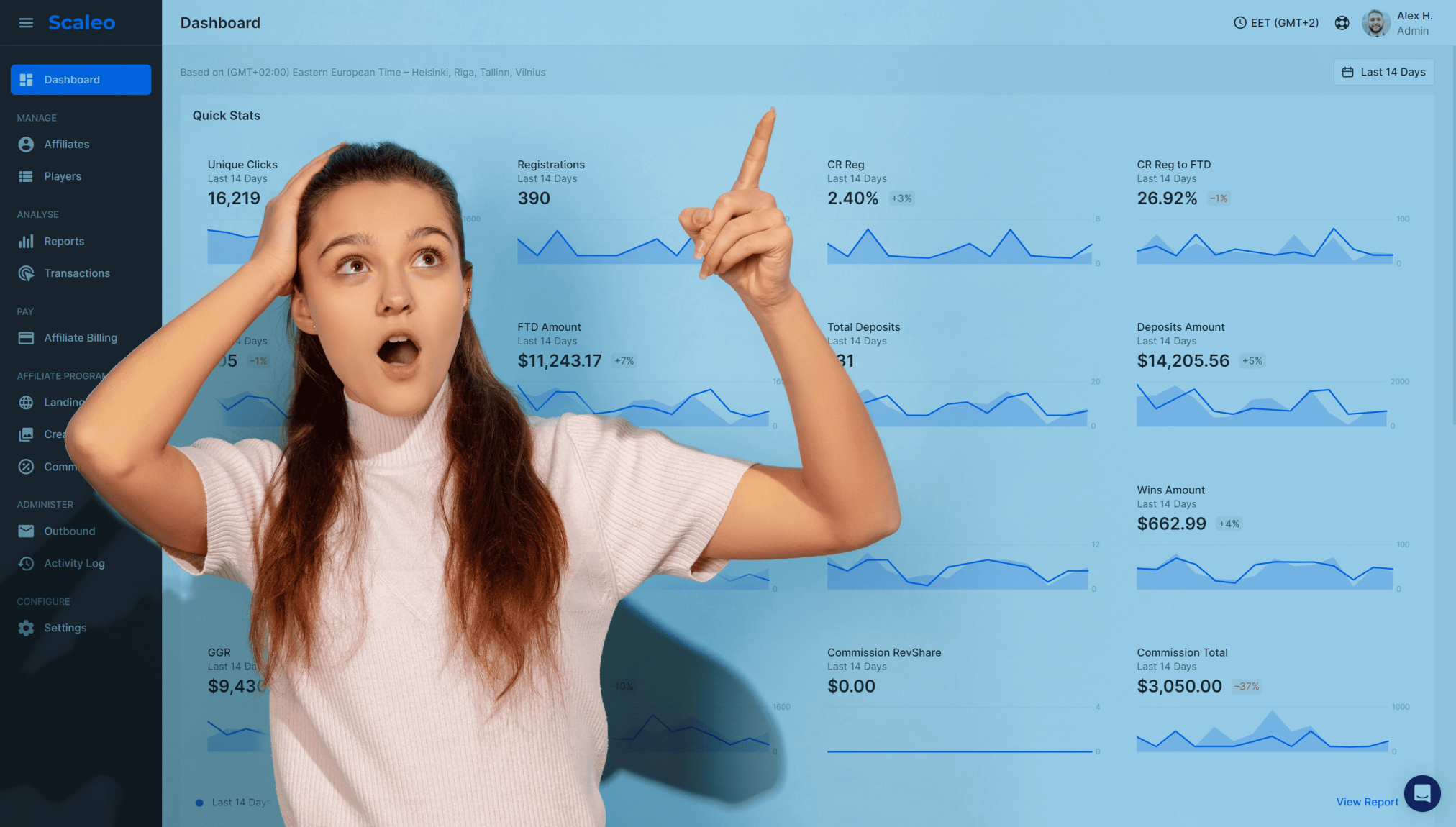 Scaleo gambling affiliate software dashboard