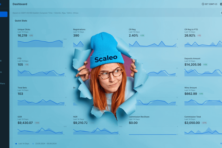 Scaleo dashboard with logo - igaming affiliate software