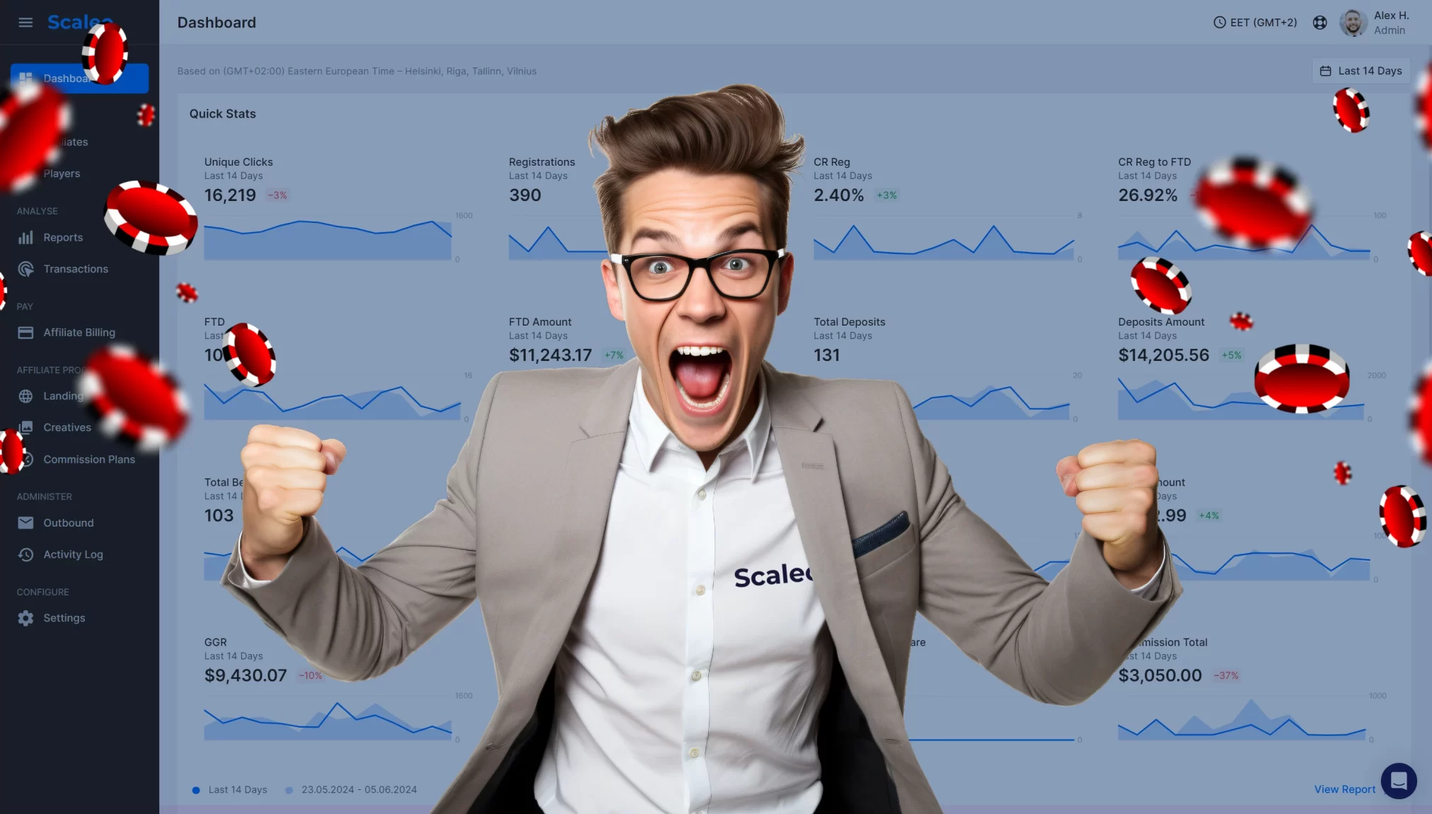 man winning scaleo