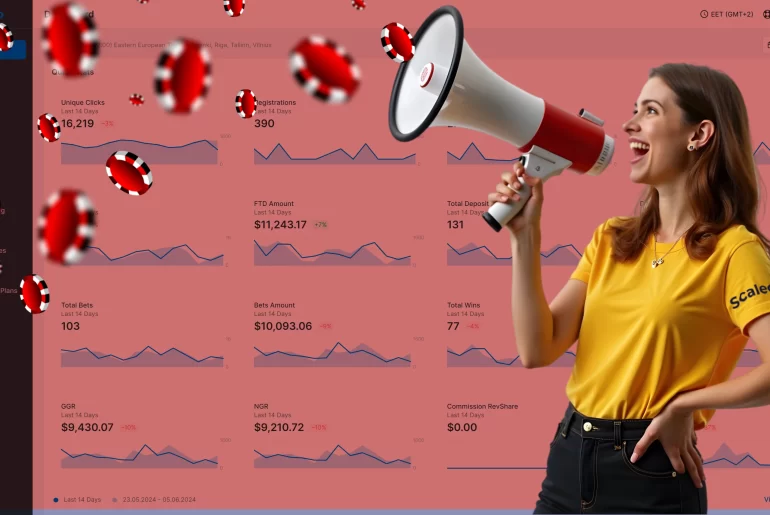 woman marketing scaleo campaign casino chips