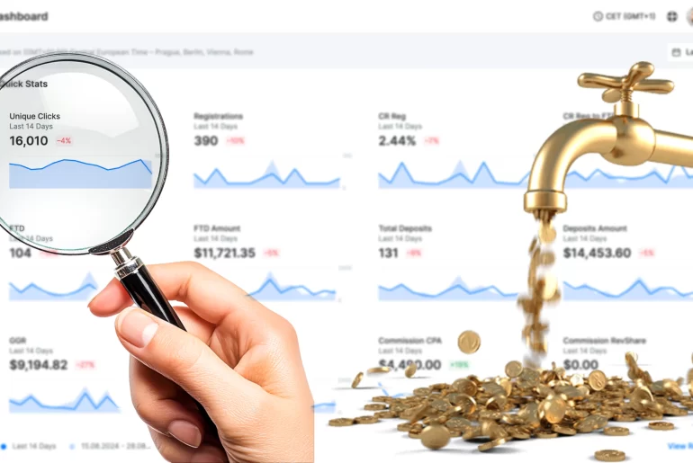 scaleo-dashboard-igaming-cash flow unique clicks