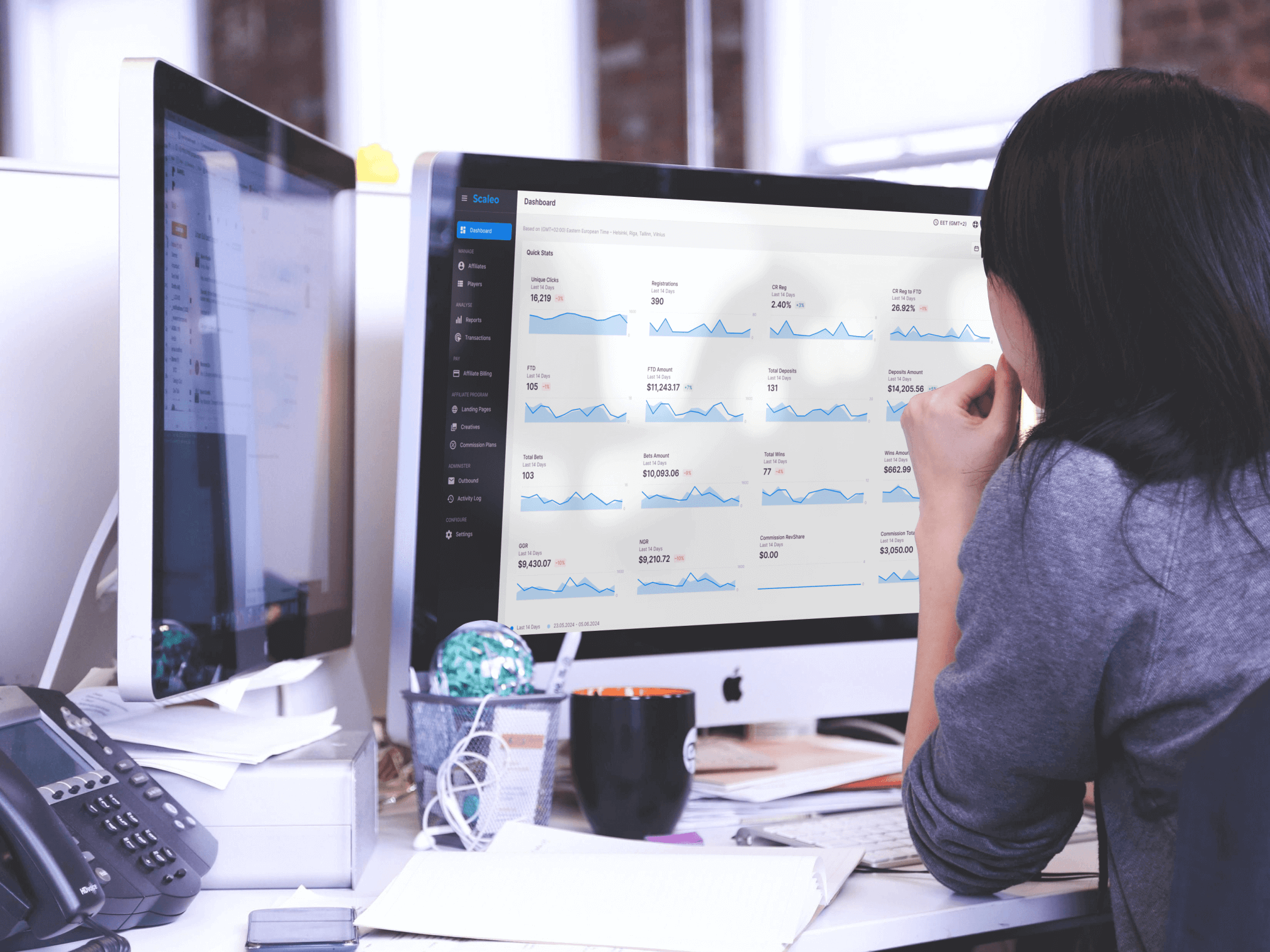 20 Casino Marketing Ideas That Will Actually Work in 2025 - Full Guide - casino marketing ideas scaleo woman working at her desk managing affiliate programs