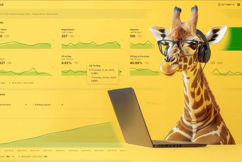 scaleo giraffe working by the laptop