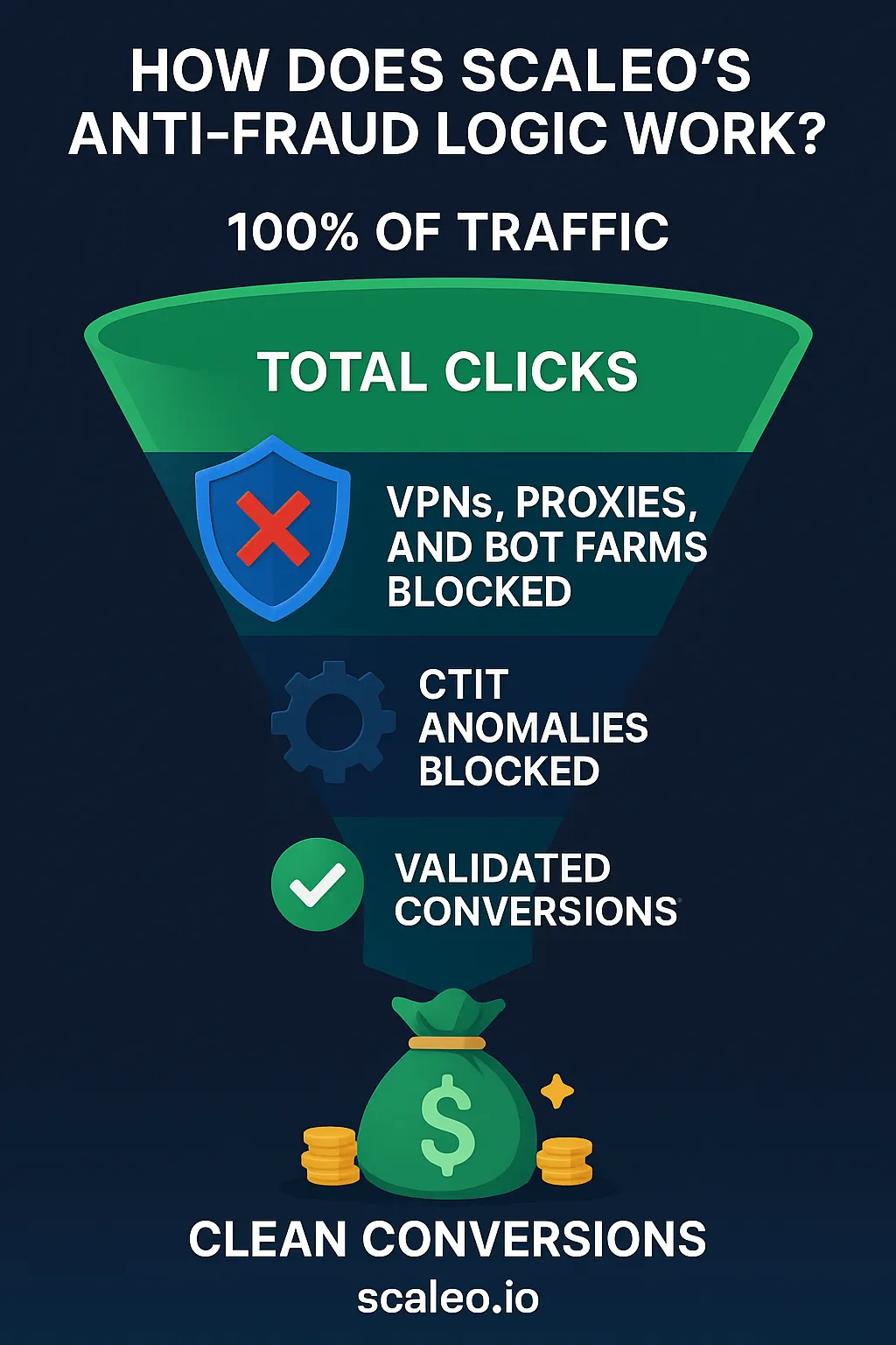 How to Prevent Click Fraud in Affiliate Marketing? - click fraud how scaleo anti fraud logic engine works - how to stop bot traffic