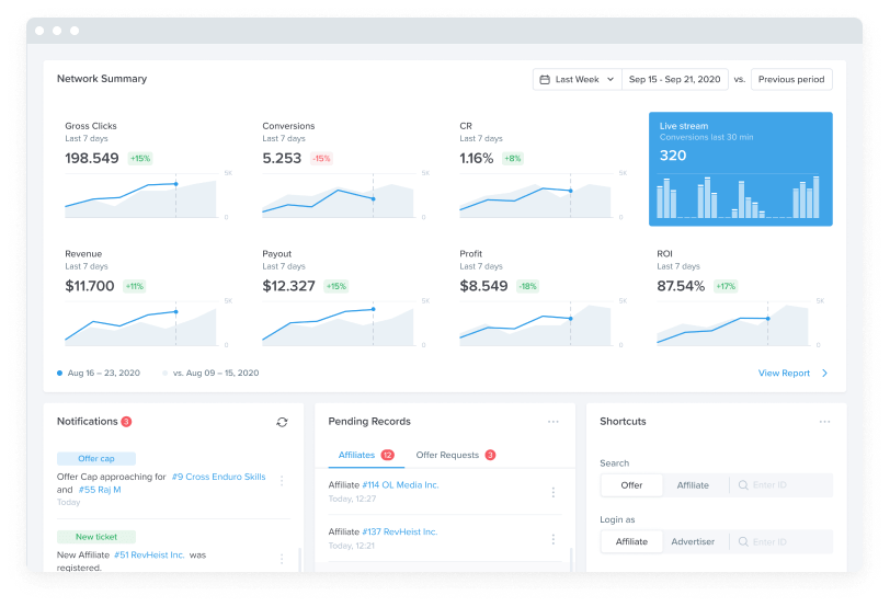 screnshot Scaleo statistics